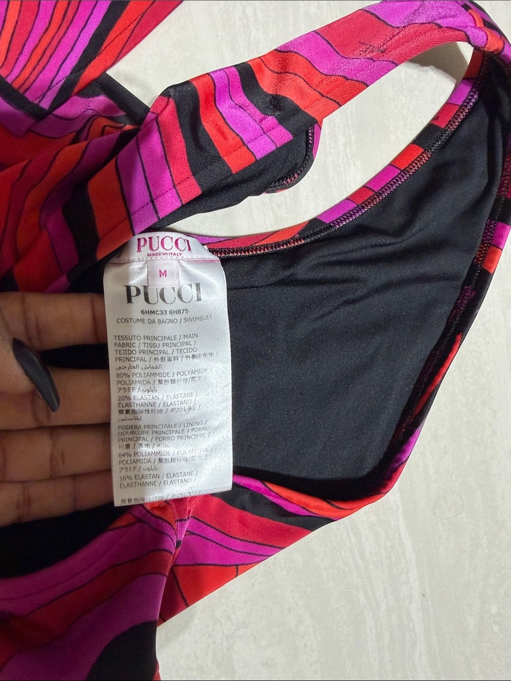 Emilio Pucci Pink, Red & Black One-Piece Swimsuit - Picture 3 of 3